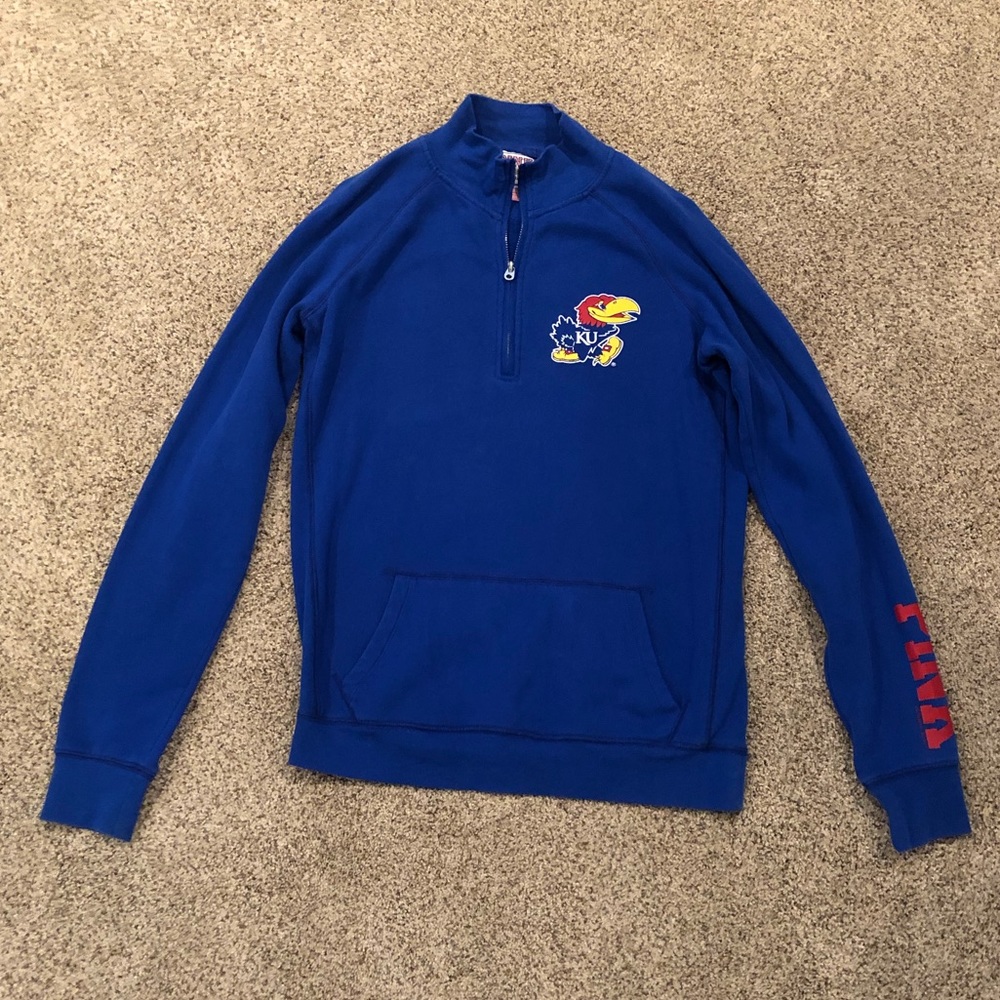 Victoria’s Secret PINK Kansas Jayhawks 1/4 Zip Pullover Size Medium